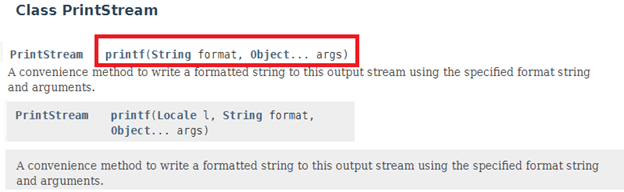 Selected Method in PrintStream Class